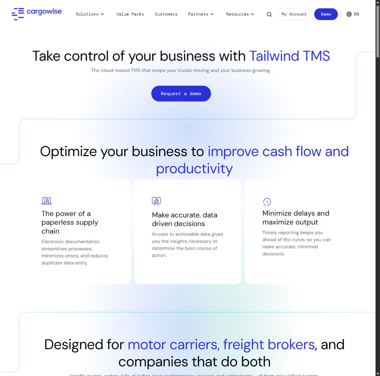 Tailwind TMS product preview